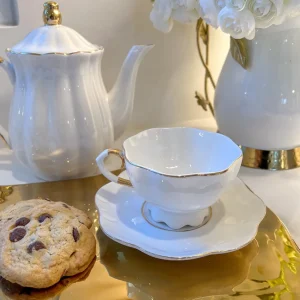 Inspire Me! Home Decor Set Of 2 White & Gold Tea Set