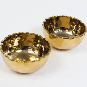 Inspire Me! Home Decor Set Of 2 Gold Hammered Snack Bowls