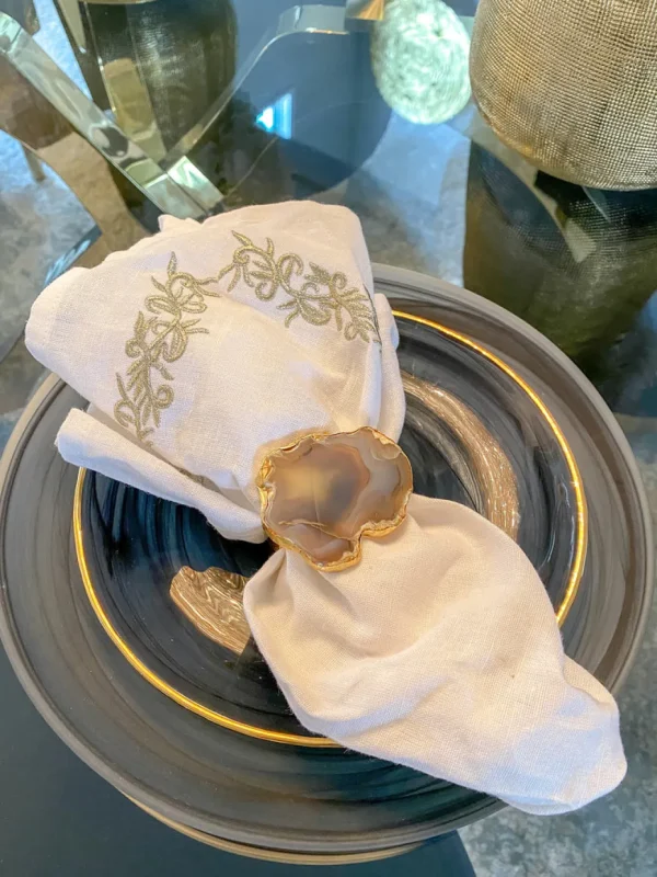 Inspire Me! Home Decor Set Of 4 Agate Napkin Rings (2 Colors)