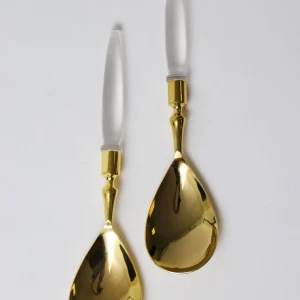 Inspire Me! Home Decor Set Of Gold Salad Servers With Acrylic Handles