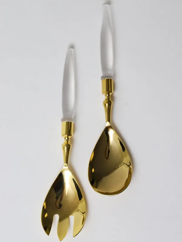 Inspire Me! Home Decor Set Of Gold Salad Servers With Acrylic Handles