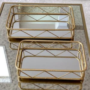 Inspire Me! Home Decor Set Of 2 Gold Mirrored Trays