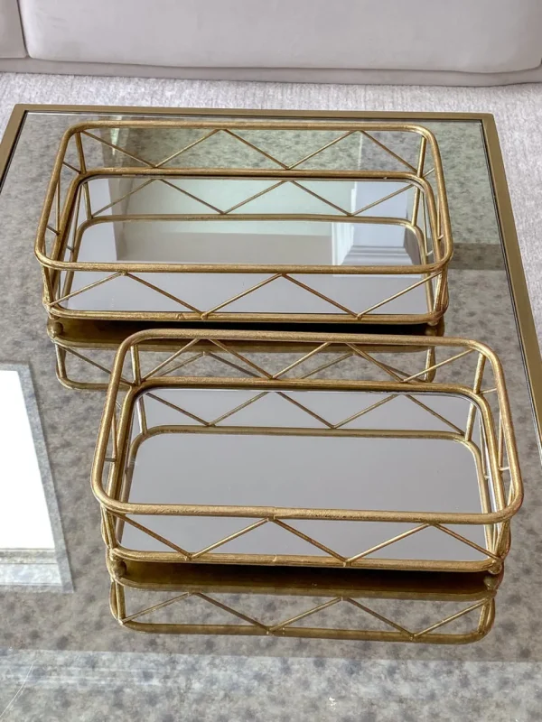 Inspire Me! Home Decor Set Of 2 Gold Mirrored Trays