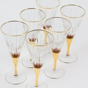 Inspire Me! Home Decor Set Of 6 Gold Stemmed Wine Glasses