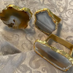 Inspire Me! Home Decor Set Of 4 Agate Napkin Rings (2 Colors)