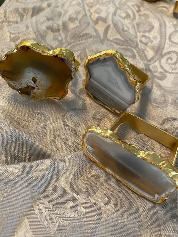 Inspire Me! Home Decor Set Of 4 Agate Napkin Rings (2 Colors)