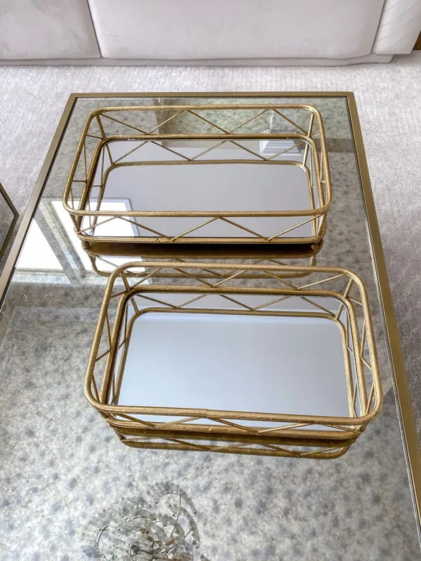 Inspire Me! Home Decor Set Of 2 Gold Mirrored Trays