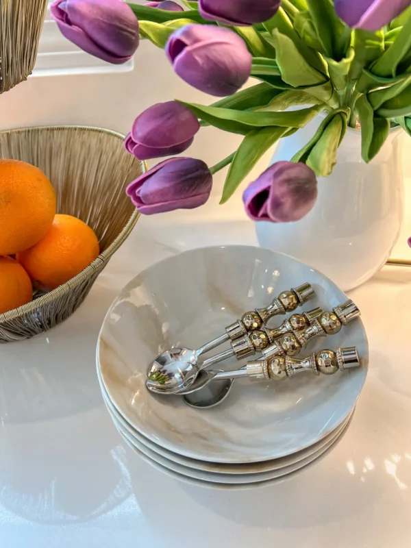 Inspire Me! Home Decor Set Of 4 Gold Detailed Tea Spoons (2 Colors)