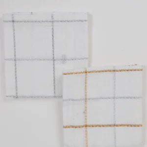 Inspire Me! Home Decor Set Of 2 Metallic Thread Gold Silver Dish Cloths