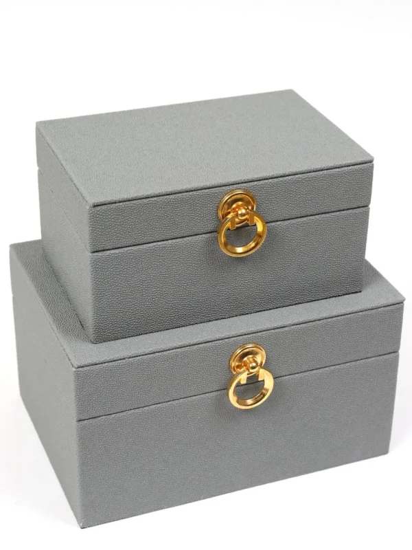 Inspire Me! Home Decor Set Of 2 Faux Leather Boxes W/ Gold Accent (2 Colors)