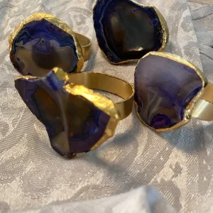 Inspire Me! Home Decor Set Of 4 Agate Napkin Rings (2 Colors)