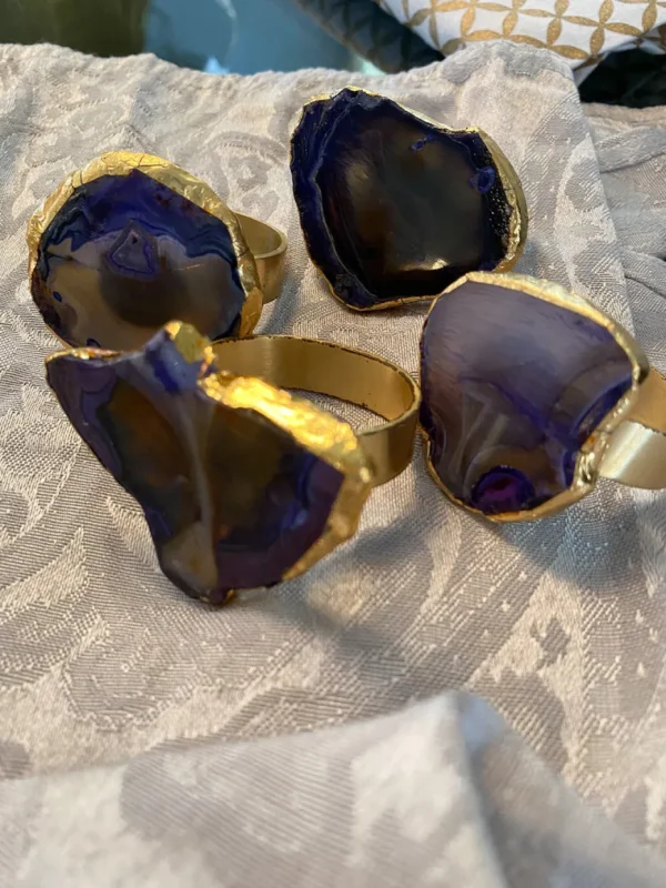 Inspire Me! Home Decor Set Of 4 Agate Napkin Rings (2 Colors)