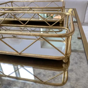 Inspire Me! Home Decor Set Of 2 Gold Mirrored Trays