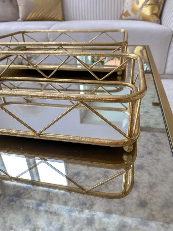 Inspire Me! Home Decor Set Of 2 Gold Mirrored Trays