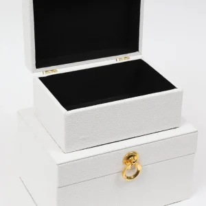 Inspire Me! Home Decor Set Of 2 Faux Leather Boxes W/ Gold Accent (2 Colors)