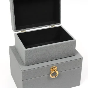 Inspire Me! Home Decor Set Of 2 Faux Leather Boxes W/ Gold Accent (2 Colors)