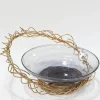 Inspire Me! Home Decor Shallow Glass Bowl With Gold Metal Swirl