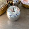 Inspire Me! Home Decor Shiny Hammered Silver Ceramic Apple