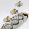 Inspire Me! Home Decor Silver Oval Tray With Gold Floral Handles