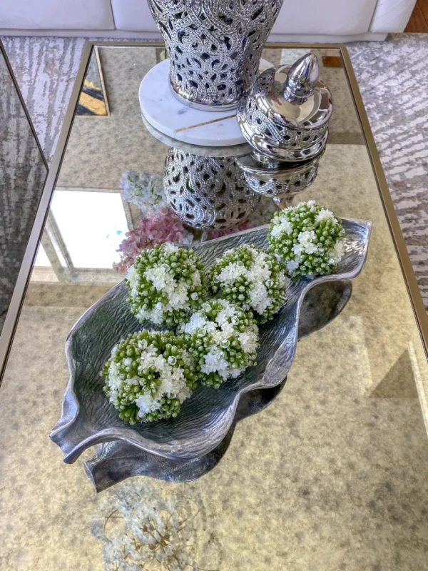 Inspire Me! Home Decor Silver Oblong Leaf Tray