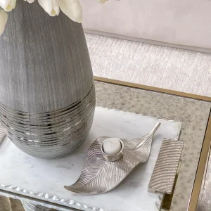 Inspire Me! Home Decor Silver Leaf Tea Light Holder