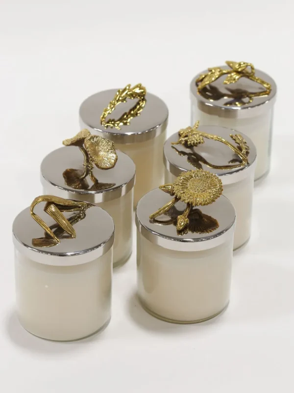 Inspire Me! Home Decor Silver And Gold Detailed Lid Candle – Vanilla (6 Styles)