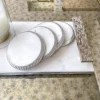 Inspire Me! Home Decor Silver Rope Edge Marble Coaster Set