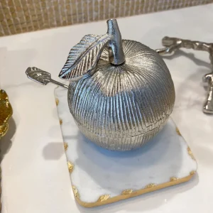 Inspire Me! Home Decor Silver Apple Honey Dish