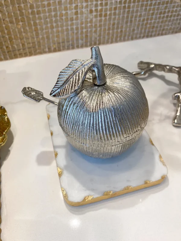 Inspire Me! Home Decor Silver Apple Honey Dish