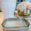 Inspire Me! Home Decor Silver Pyrex Holder With Gold Mosaic Handles And Pyrex