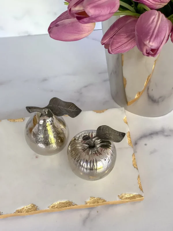Inspire Me! Home Decor Silver Apple And Pear Salt & Pepper Shakers