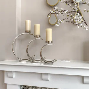 Inspire Me! Home Decor Silver Semi-Circle W/ Marble Top Candle Holder (3 Sizes)