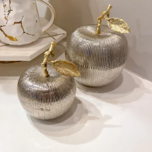 Inspire Me! Home Decor Silver And Gold Apple Shaped Snack Jar (2 Sizes)