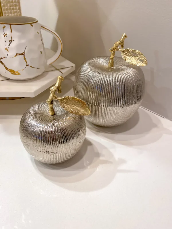 Inspire Me! Home Decor Silver And Gold Apple Shaped Snack Jar (2 Sizes)