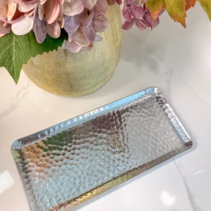 Inspire Me! Home Decor Silver Hammered Rectangular Tray