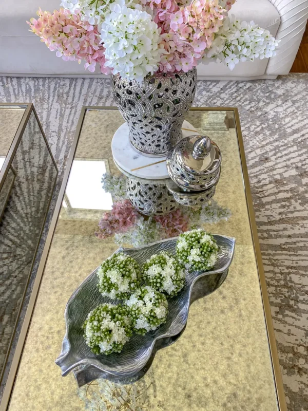 Inspire Me! Home Decor Silver Oblong Leaf Tray