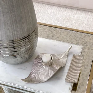 Inspire Me! Home Decor Silver Leaf Tea Light Holder