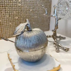 Inspire Me! Home Decor Silver Apple Honey Dish