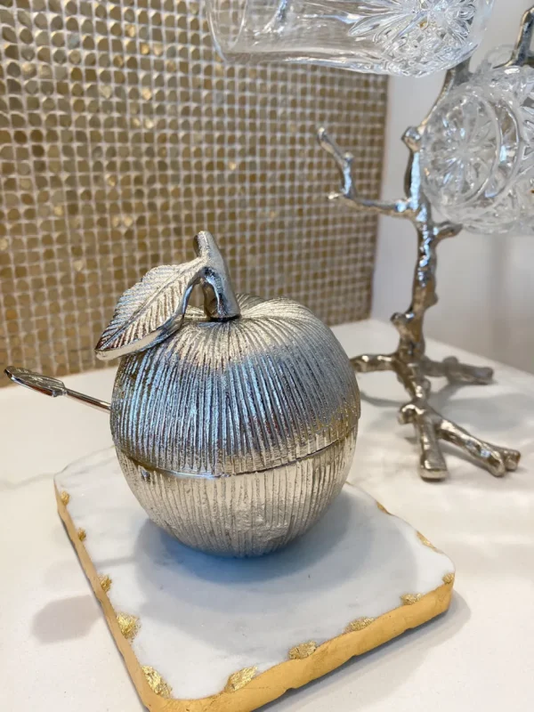 Inspire Me! Home Decor Silver Apple Honey Dish