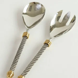 Inspire Me! Home Decor Silver Coil Servers W/ Gold Detail