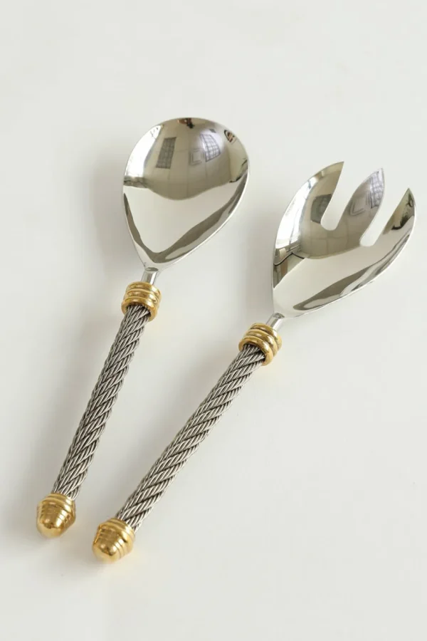 Inspire Me! Home Decor Silver Coil Servers W/ Gold Detail