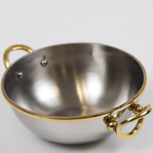 Inspire Me! Home Decor Silver Metal Bowl With Open Hold Handles