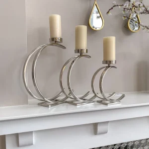 Inspire Me! Home Decor Silver Semi-Circle W/ Marble Top Candle Holder (3 Sizes)