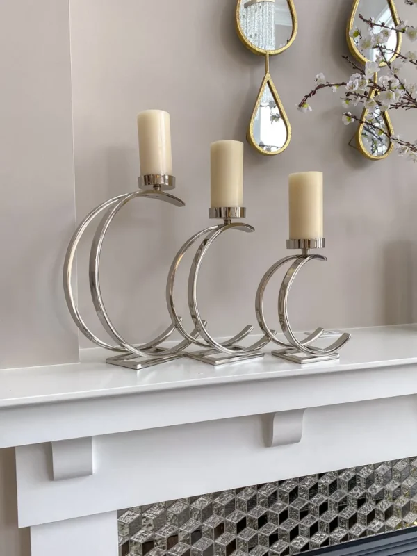 Inspire Me! Home Decor Silver Semi-Circle W/ Marble Top Candle Holder (3 Sizes)