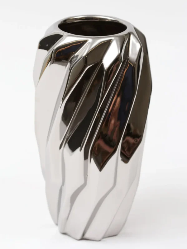 Inspire Me! Home Decor Silver Wavy Design Vase ” From Pops Of Color Home Collection”