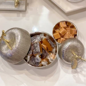 Inspire Me! Home Decor Silver And Gold Apple Shaped Snack Jar (2 Sizes)