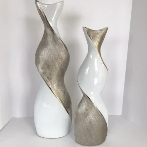 Inspire Me! Home Decor Silver And White Twisted Vase (2 Sizes)