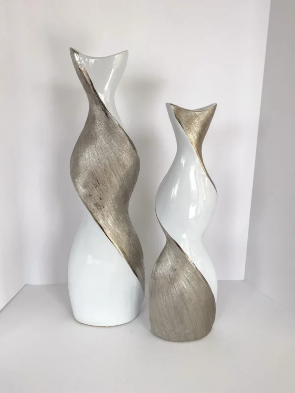 Inspire Me! Home Decor Silver And White Twisted Vase (2 Sizes)