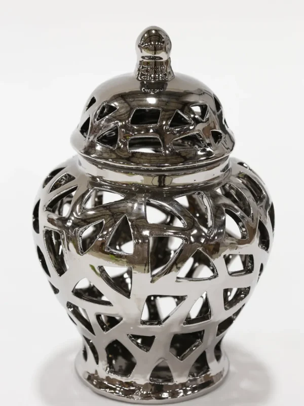 Inspire Me! Home Decor Silver Extra Mini Cut-Out Ginger Jar