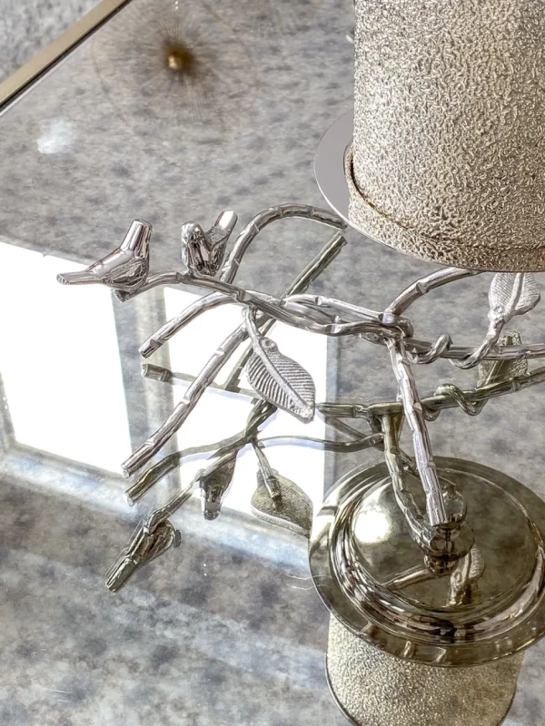 Inspire Me! Home Decor Silver Candle Holder With Leaf Branch Design